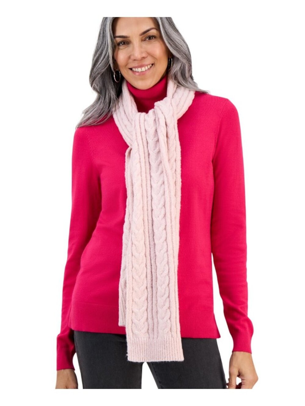 NWT Style & Co. Womens Solid Cable Knit Scarf SC9542505 Blush Pink